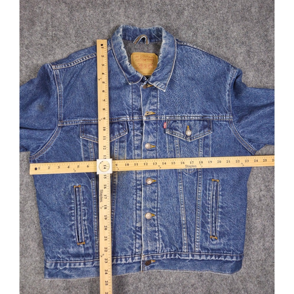 Vintage 90s Levis 70506 Type 3 Blanket Lined Denim Trucker Jacket USA Mens 44 XL - Picture 4 of 14
